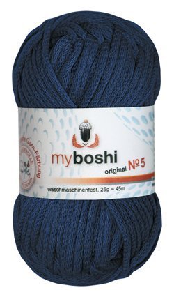 Myboshi No. 5, Farbe 555 marine, 25g Knäuel, Sommerwolle, häkeln, Seelengarn, 57% Baumwolle und 43% Polyamid, Trendwolle, Häkel- & Strickgarn