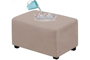 JHLD Impermeabile Copri Pouf Rettangolare, Copri Poggiapiedi Elasticizzato Pelle scamosciata Copertura dell'Ottomano Elastico Morbido Fodera per Pouf Per Gatti Cani -Cachi-Piccolo