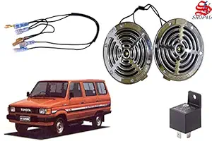 SHOP4U Supersonic Silver Steel Grill Horns for Toyota Qualis (Chrome) - Set of 2