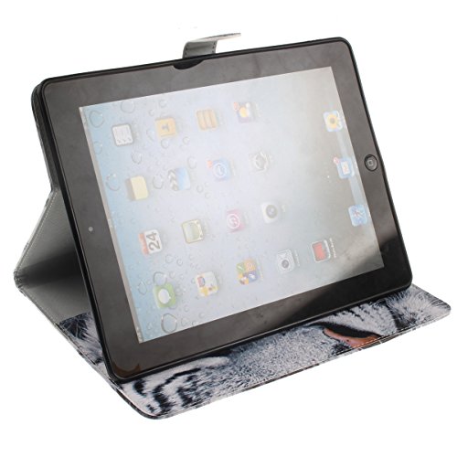 iPad 4 Lederhülle – Felfy Slim Full Body Weiß Tiger Sharp Grünen Augen Muster PU Case Cover Etui Schutz Hülle Tasche für Apple iPad 2 / iPad 3 / iPad 4 + 1x Koala Anti Stöpsel + 1x Black Stylus - 5