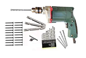 INDITRUST Heavy Duty 10mm Electric drill machine 350 W with 3pc +- Screwdriver bit 5pc Masonry 13pc HSS and 20pc Screw (Pack of 5 set) Power & Hand Tool Kit (42 Tools)