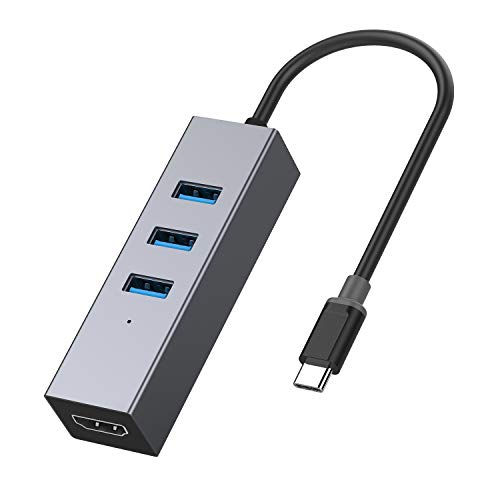 QacQoc HUB USB C a 3 USB 3.0 Puertos 5Gbps, 1 USB Tipo C Puertos para MacBook Pro/iPad Pro/Macbook Air/Windos XP/Mac Os 9.X