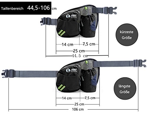 [Sport Hüfttasche] SHOWTIMEZ Hüfttasche Multi-Function Gürteltasche Wasserabweisende Bauchtasche Flache Taille Tasche mit Flaschenhalter zum Sport und Reisen - 5
