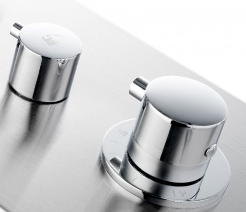Luxus XXL Edelstahl Duschpaneel mit 6 Hydro Massagejets & Wasserfall - 5