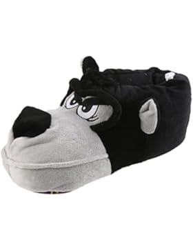 Tierhausschuhe Herren Plüsch Tier Hausschuhe Hund Dexter 41-46 AntiRutsch Sohle Pantoffel Schlappen Puschen EDEL...