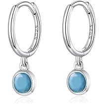 Orecchini A Cerchio Celtico In Argento 925 Con Opale Sintetico | Goccia 10x17 Mm | Gioiello Irlandese Per Donna E Bambina | Confezione Regalo