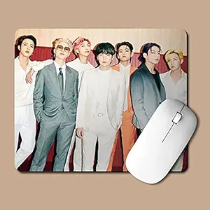 BTS Butter Song Mouse Pad ( Set of 1 ) 3mm Thick with 5 BTS Group Stickers for Laptops and Computers K-pop Boy Band
