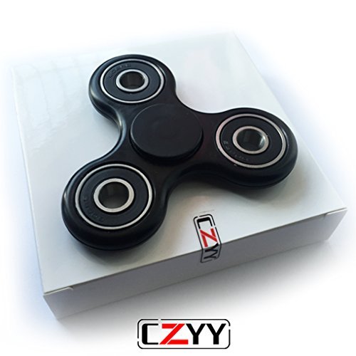 CZYY Black Spinner Fidget EDC ADHD Focus Toy Ultra Durable High Speed Si3N4 Hybrid Ceramic Bearing 1-3 Min Spins , Non-3D Printed