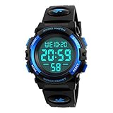 Schöne Uhren, SKMEI Kinder Digitaluhr Armbanduhr Militäruhr Modeuhr Sportuhr Japanisch digital Alarm Kalender Chronograph Wasserdicht LED Nachts ( Farbe : Blau )