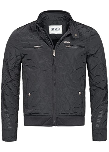 Nagata Herren Jacke 70171102, Diamond Stepp, Stehkragen, 2 Brust-Zipper, schwarz, Gr:L
