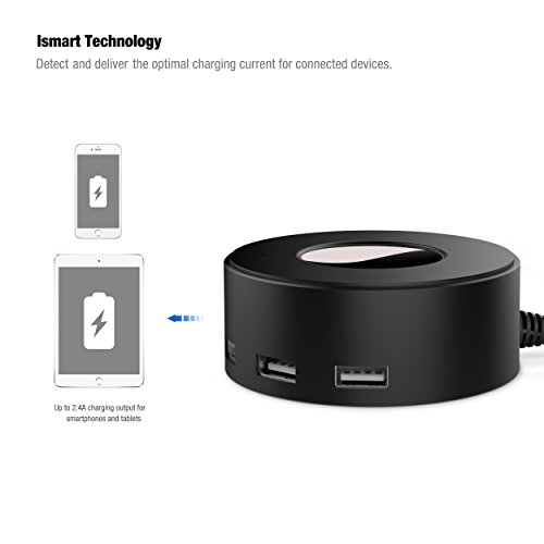 VOGEK-6-Port-USB-Charger-Desktop-Charging-Station-with-Smart-Identification-for-iPhone-X876sPlus-iPad-ProAir-2miniiPod-Galaxy-S7S6EdgePlus-Note-54-LG-Nexus-Black