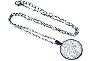 B.a.u.q.o.o. Collana 7 Arcangeli Talismano Protezione Occulta Potente Amuleto Portafortuna Sigillo Degli Arcangeli Colore Nero Idea Regalo in Elegante Astuccio Nero Esoterismo Energia Positiva