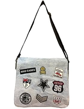 fashion&DU Jeansblau PATCHES STERN Tasche Schultertasche Umhängetasche jeans APPLIKATION