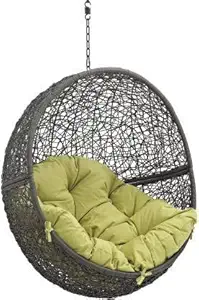 Airwing Single Seater Heavy Iron Hanging Egg Swing Lounge Chair with Tufted Soft Deep Cushion Backyard Relax for Indoor, Outdoor, Balcony, Deck, Patio, Home & Garden