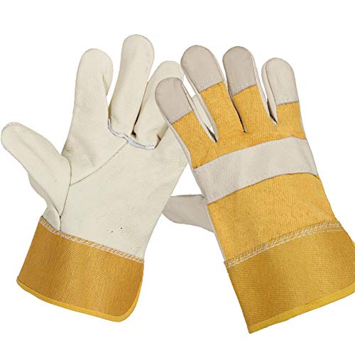 spécifications 5 Paires de Gants de Soudeur en Cuir forgé résistant à la Chaleur/au feu, Mitaines pour Support pour Gril/Pot/Soudeur TIG/MIG/cuisinière/cheminée/Gant de manutention pour Barbecue/Anim