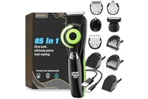 YABIFE Bart- & Schnurrbart-Trimmer mit 3 Aufsätzen 40 präzise Längeneinstellungen, wasserdicht, 240 Min. Akkulaufzeit – Professioneller Haartrimmer für Männer & Frauen Ohr Kopf Nas-Grün