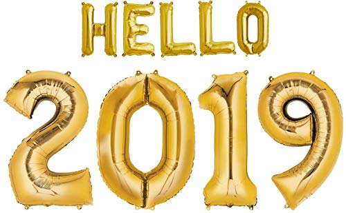 3Cats Hello 2019 Mylar Balloon Letters Celebrate Happy New Year Party Decorations