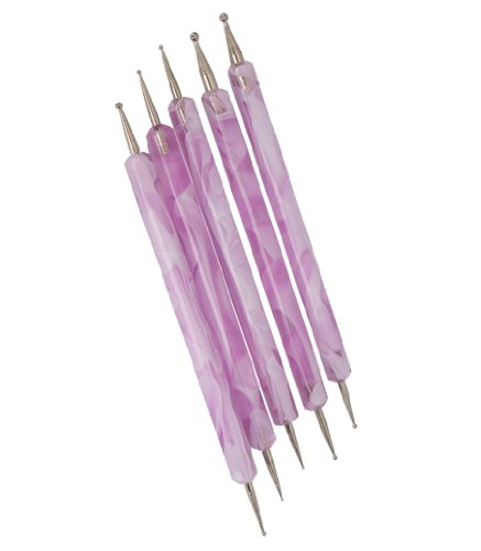 Umiwe(TM) 2 Way Dotting Pen Marbleizing Tool Nail Art Paint (Purple,Set of 5) With Umiwe Accessory