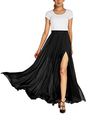 Damen Elegant Flowy Seiten Schlitz Split Lange Maxi-rock
