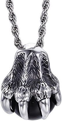 GYJUN Gothic Style Jewelry Men's Stainless Steel Eagle Claw Pendant Necklace , one size