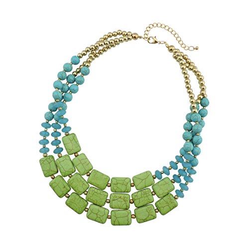 BocarPersonalized Big Statement Turquoise Chunky Necklace for Women Gifts (NK-10268-turquoise+Greenery)