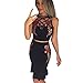 Produktbild Vovotrade®  1 Set Women Appliques Rose Print Sleeveless Strap Camisole Shirt+Skirt Item specifics (Size:XL, Schwarz1)