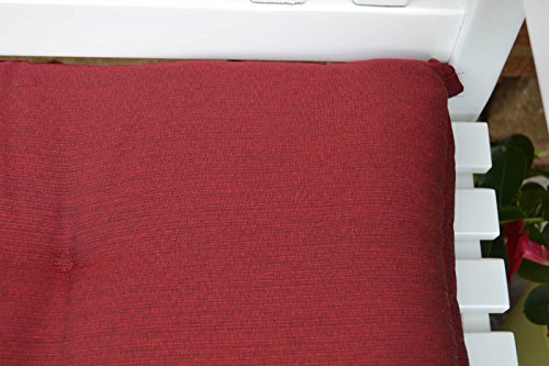 Weiße Gartenbank mit einer roten Auflage Dreisitzer 158 x 61 x 89 cm - 5
