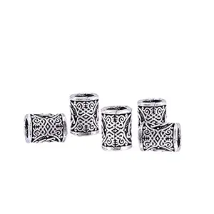 Lurrose 5pcs DIY Norse Vikings Runes Beads Big Hole Celtic Knot Rosary Beads Irish Beard Beads Dreadlock Hair Accessories for Women Men (Antique Silver)