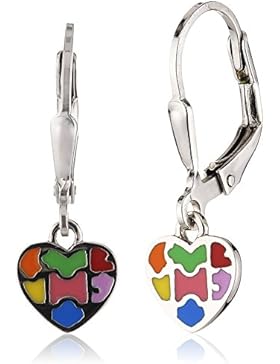 ZEEme Kinder und Jugendliche-Ohrhänger 925 Sterling Silber Herz Lack mehrfarbig 273230167