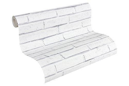 A.S. Création Tapete Authentic Walls Papiertapete Steinoptik 10,05 m x 0,53 m grau weiß 301692 - 2