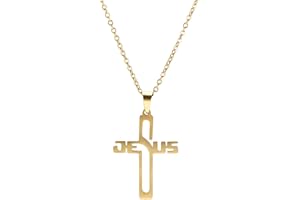 SIPURIS Collier avec pendentif en forme de croix pour homme et femme - Chaîne en acier inoxydable - Bijoux religieux chrétiens