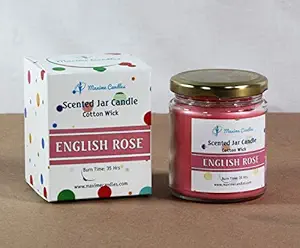 Maxime Candles English Rose Scented Glass Jar Aroma Candles | Burn Time - 35 Hrs | Candles jar for Decoration | Candles with Fragrance | Scented Candles for Bedroom