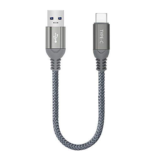 iMangoo Cable Tipo C, 1ft câble tressé en Nylon à Charge Rapide de Type c Compatible Avec Samsung Galaxy S9 S10 Plus S10e Note 9 Google Pixel 3 XL Huaweo Mate 20 Pro P20 Pro LG Stylo 4 Gris