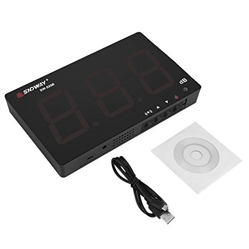Sound Level Meter SNDWAY USB Powered 9.6'' 30-130dB LCD Digital Noise Tester Wall Hanging Volume Measurement SW-525B & Testing Software