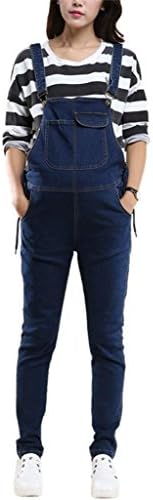 Klorim Women's Fall Cotton Comfy Lace Up Stretch Denim Bib Overalls - Blue -