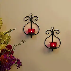 Homesake Votive Candle Holder for Birthday, Diwali Decoration, Scented - fragrance candles with Red Glass Decorative Light Candle Holder for Home Decoration, Room, Bedroom, Bathroom and mandir Decor | Home Decor Items - Pack of 2