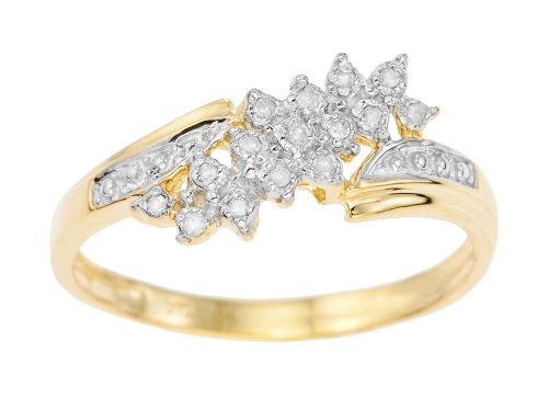 Damen-Ring 9 Karat Gelb Gold, Diamond Fancy Ring Gr. 56 (17.8)