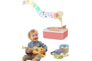 Jwatch kids Phonograph with 96 Colorful Cards Learning Sensory Toy Ideal Entertainment for Boys and Girls Aged 3-6 (PINK)
