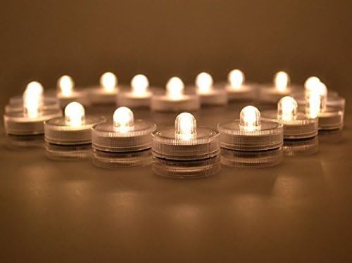 Samyo Set of 24 Waterproof Wedding Submersible Battery LED Tea Lights Underwater Sub Lights- Wedding Centerpieces Party Decorate (Warm White)