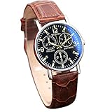 Herren Armbanduhr aus Edelstahl Lederband Automatic Mechanical Clock (Farbe: braun & schwarz)