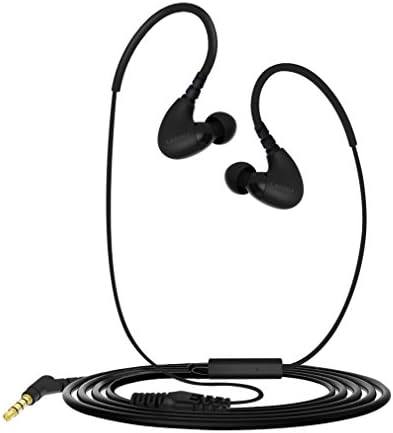 LANAU Wired Running Earphones With Remote and Mic Noise Isolating Sweatproof Over In Ear Sports Headphones for iPhone/ iPod/ Samsung and Other Android Phones, Lightweight Stay in Ears -Black