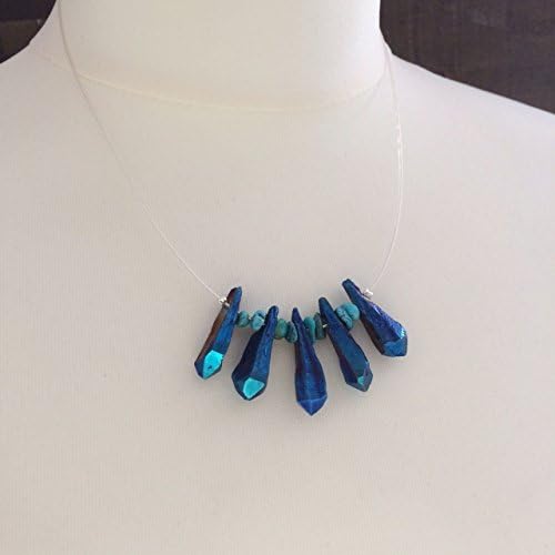 Turquoise and Geode Point Electric Blue Necklace by Sassy Designs