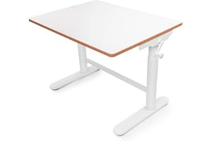 ‎SPACETRONIK Spacetronik Kinderschreibtisch Höhenverstellbar Manuell 80x60 cm, Ergonomischer Kindertisch mit Handkurbel, ab 6 Jahren, Verstellbar 49–70 cm, Abgerundete Ecken, 40 kg Belastbarkeit, Rucksackhaken