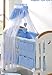 Luxury Baby Cot Canopy / Net 480, 320cm & Clamp Rod / Holder / Stand (Small 320cm, Blue / White)