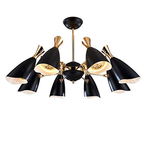Preisvergleich Produktbild LED Deckenleuchte 48W Schwenkbar Kronleuchter Schwarz Modern Deckenlampe Wohnzimmer Lampe Esstisch lampe Schlafzimmerlampe Loft stil Deckenbeleuchtung Pendelleuchte (8-flammig)