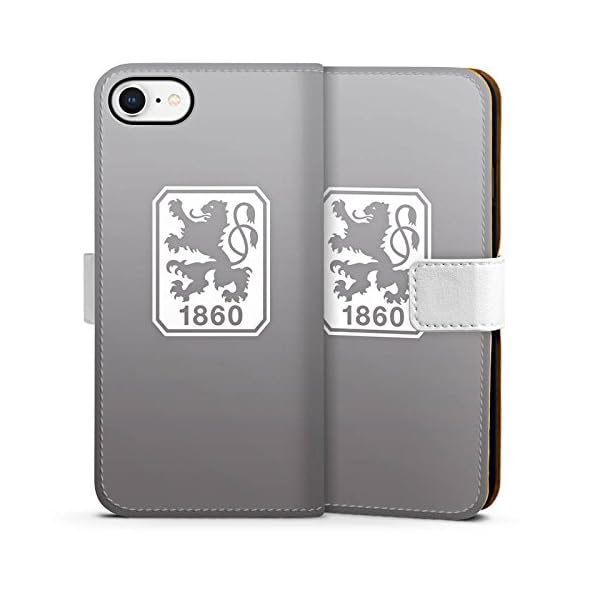 DeinDesign Tasche kompatibel mit Apple iPhone 8 Leder Flip Case Ledertasche TSV 1860 Muenchen Fanartikel Merchandise Zubehoer