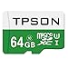 Produktbild TPSON Micro SD Karte 64 GB, Class 10 UHS-1 MicroSDXC Speicherkarte für Smartphone Tablet Dash Cam und Kamera mit SD Adapter (Grün, 64 GB)