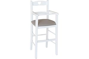 OKAFFAREFATTO DI ZIMBARDI COSTANZA Seggiolone Pappa in legno bianco con seduta ecopelle grigio/tortora