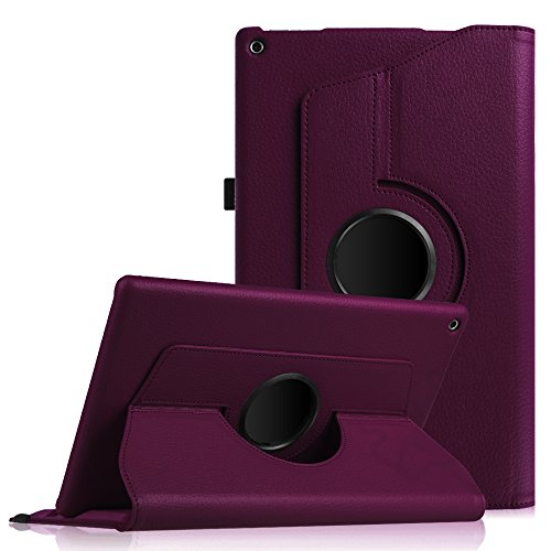 Fintie Fire HD 10 2015 Hülle - 360 Grad rotierend Stand Schutzhülle Tasche Etui Case mit Standfunktion und Auto Sleep / Wake Funktion für Amazon Fire HD 10 Zoll (5. Generation - 2015 Modell) Tablet, Lila