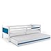Produktbild Funktionsbett RINO 190x80cm weiß/dunkelblau inkl. Matratzen + Lattenroste